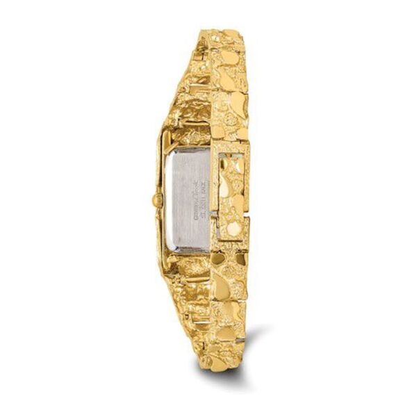 14K Ladies Rectangular Champagne 15x31mm Dial Solid Nugget Watch - Picture 3 of 4